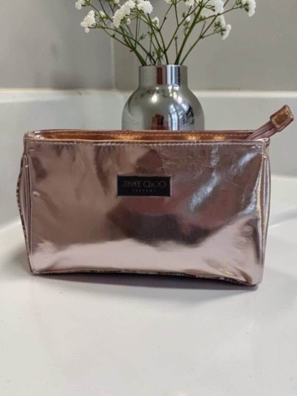 Jimmy Choo Metallic Rose Gold Cosmetic Bag – NWOT, Promotional Pouch